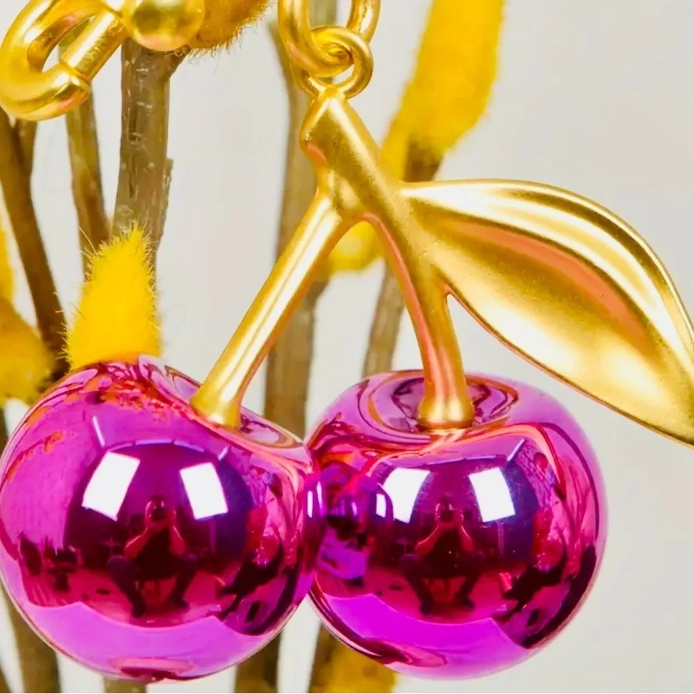 Gold and Purple Cherry Keychain